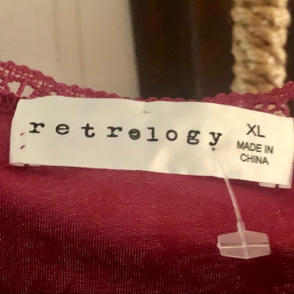 NWT Sheer Fuchsia Pink with Orange Floral Retrology Top, lined Sz XLarge - Picture 5 of 8